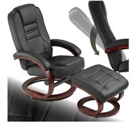 Fauteuil - TECTAKE - Fauteuil relax pied rond WILLY avec repose-pieds et dossier réglable 150 kg de capacité - Noir