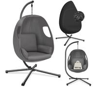 Fauteuil suspendu ANIKA avec cadre et coussin 160kg - gris anthracite