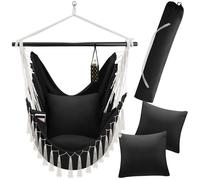 Fauteuil - TECTAKE - Siège MALIKA au style bohème avec compartiment, capacité de charge de 150 kg, 100 x 150 x 150 cm - Noir