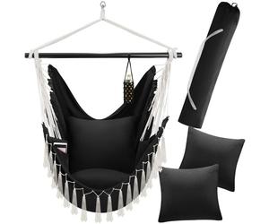 Fauteuil - TECTAKE - Siège MALIKA au style bohème avec compartiment, capacité de charge de 150 kg, 100 x 150 x 150 cm - Noir