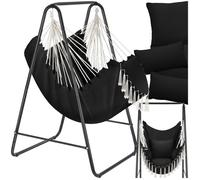 Fauteuil - TECTAKE - Siège suspendu ALISON au style bohème avec 3 coussins épais, capacité de 160 kg, 85 x 100 x 154 cm - Noir