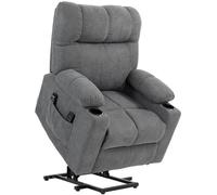 Fauteuil téléviseur Moonbite avec assistance pour se lever, inclinaison de 20°, 8 points de massage vibratoire, 3 modes, chauffage lombaire, porte-gobelet, inclinable jusqu'à 135°, polyester, couleur