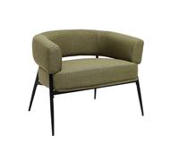 swe auteuil Tissu Kaki Dossier incurvé piétement métal L 81.5 x P 72.5 x H 69 cm - Cristo