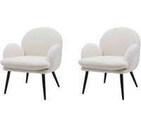 Fauteuil tissu Lot de 2 F. Oreo blanc effet laine bouclette