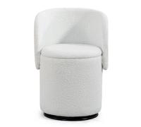 Fauteuil tonneau pivotant, rangement intégré, teddy blanc 42x42x75 cm