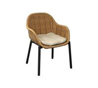 PROLOISIRS Fauteuil - TORNADO - Acier époxy graphite - Assise wicker twisted naturel avec galette G