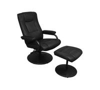 vidaXL Fauteuil TV avec Repose-Pied - Noir similicuir