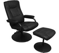 vidaXL Fauteuil TV avec repose-pied – similicuir noir