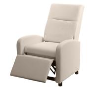 Fauteuil TV HWC-H18, fauteuil inclinable, cuir synthétique pliable 99x70x75cm crème-beige