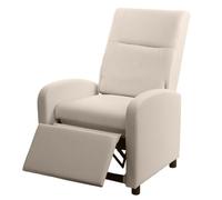 Fauteuil TV HWC-H18, fauteuil inclinable, cuir synthétique pliable 99x70x75cm crème-beige