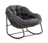 Fauteuil œuf à bascule avec coussin d'assise épais, Intérieur & Extérieur Fauteuil basculant confortable, 111x94,5x80 cm, Gris foncé Aosom FR