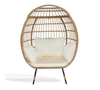 Fauteuil Œuf à poser Ravigarden Nino - Rotin / Blanc