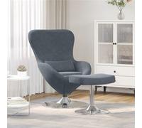 fauteuil œuf avec repose pieds en velours gris foncé Gris foncé G