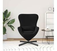 Fauteuil œuf en velours - vidaXL - Noir - 63x73x90 cm - Pivotant 360° - Coussin lombaire inclus - Cadre en métal