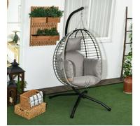 Fauteuil œuf Suspendu pliant avec Coussin et Support Usage intérieur extérieur métal corde en polypropylène