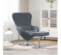 fauteuil œuf avec repose pieds en velours gris foncé Gris foncé G