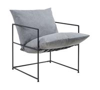 [en.casa] Fauteuil Confortable avec Coussins Rembourrés Housse Amovible et Lavable Siège Stable Design Intemporel pour Salon Chambre Bureau Métal Polyester 90 x 61 x 70 cm Noir Gris Foncé