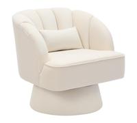 Fauteuil veloucs Salon pivotant à 360 °,Canapé 1Places Salon avec Coussin Moelleux,Chaise de Relaxation Salon Confortable avec Striped Back pour Salon,Chambre Coucher,Bureau(70x70x70 cm,Blanc)