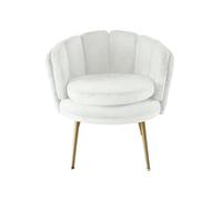 Fauteuil velours blanc et pieds métal doré Ranni