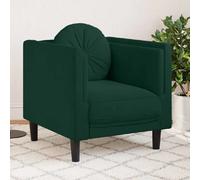 Fauteuil vidaXL avec coussin rond - Velours Vert foncé