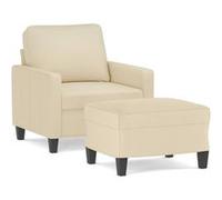 vidaXL Fauteuil avec Repose-pied Crème