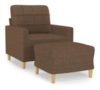 vidaXL Fauteuil avec repose-pied Marron 60 cm Tissu
