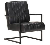 Fauteuil - VIDAXL - Cantilever - Cuir véritable - Noir - Vintage