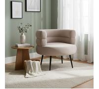 Fauteuil vintage 77x74,5x73,5cm en tissu taupe et pieds noirs