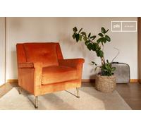 Fauteuil vintage en velours orange Elbrouz