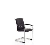 Fauteuil visiteur Silla Croûte de cuir et métal chromé Noir - Dossier