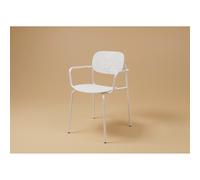 Fauteuil visiteur USO - Assise et dossier incurvés - Pour intérieur et extérieur - Empilable - Blanc - Pieds blanc