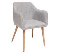 Atmosphera Fauteuil Visoca Gris – L60×P57×H84 cm, pieds en bois, tissu texturé