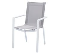 Fauteuil WhiteStar structure aluminium blanche, assise textilène gris clair