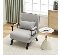 WOLTU Fauteuil Lit 1 Place Convertible, Canapé Lit Convertible 3 en 1, avec Dossier Réglable en 5 Positions, Fauteuil Salon, Oreiller Amovible, Siège Rembourré, 65x75x78cm, Gris Clair