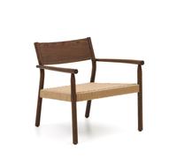 Fauteuil Yalia en chêne massif certifié FSC 100% avec finition noyer et assise en corde de papier