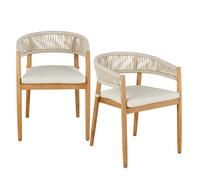 Fauteuils à dîner de jardin en bois d'acacia et polyester recy ru (x2) 58x77.5x62cm Blanc