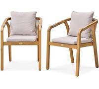 Fauteuils de Jardin, DCB GARDEN Serena-FT, Lot de 2, Bois d'Acacia Coussins Épais, 60 x 58 x 75 cm