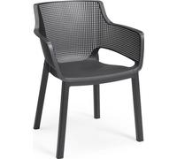 Fauteuils de jardin, Lot de 6, Allibert by KETER ELISA, Résine graphite, Empilables, Finition 3D Mesh