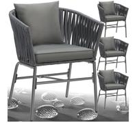 Ensemble de 4 chaises effet corde tressée avec housses amovibles gris