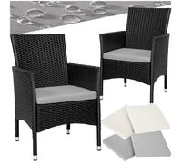 Fauteuils de jardin - TECTAKE - Lot de 2 chaises de jardin NANTES en rotin, set de 2 housses résistant UV inclus - Noir/Beige