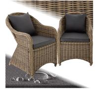 Fauteuils de jardin - TECTAKE - Lot de 2 chaises détente de jardin en rotin avec cadre en aluminium 71 x 60 x 84 cm - Marron Naturel