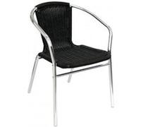 Bolero Lot de 4 chaises en osier avec cadre en aluminium Noir