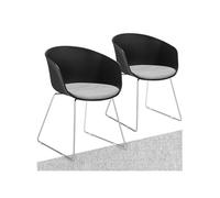 Fauteuils rembourrés avec accoudoirs en plastique noir/gris chrome