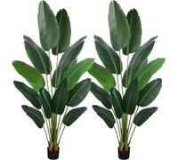 Faux arbre aux oiseaux de paradis - Plante Nepenthes à feuilles de bananier pour la décoration d'intérieur - Objet décoratif ignifuge - 180 cm - Vert