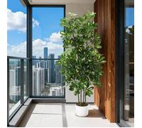 Faux arbre Schefflera artificiel de 1,2 m de haut, plante parapluie dans un pot blanc, le bureau, la décoration intérieure