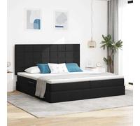 Faux cuir hydraulique avec rangement latéral Noir 200 x 200 cm | Lit avec rangement et matelas Noir 200x200 cm Polyester empereur avec tete de lit et mecanisme hydraulique pour chambre