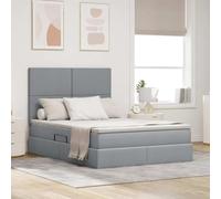 Faux Cuir hydraulique lit Coffre Moderne Gris Clair 140 x 200 cm | Lit avec rangement et matelas Gris clair 140 x 200 cm Polyester Sommier métal hydraulique avec tête de lit pour chambre