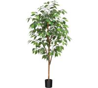 Faux ficus de 120 cm, tronc en bois, d'intérieur, décoration