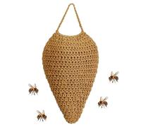 Faux nid de frelons - Décoration de ruche en crochet - Leurre de guêpe - pour patio, jardin, cour, porche, terrasse, balcon, extérieur, ferme, verger