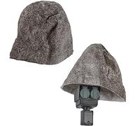 Faux Rocher S-03 Ø45 cm Gris - Pierre Creuse Haute & Cache Pompe Bassin, Filtre, Transformateur - 63 × 50 × 46 cm, Fibre de Verre, 9 kg, résistant au gel